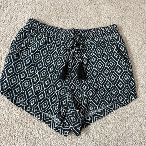Black and White Patterned Women's Shorts